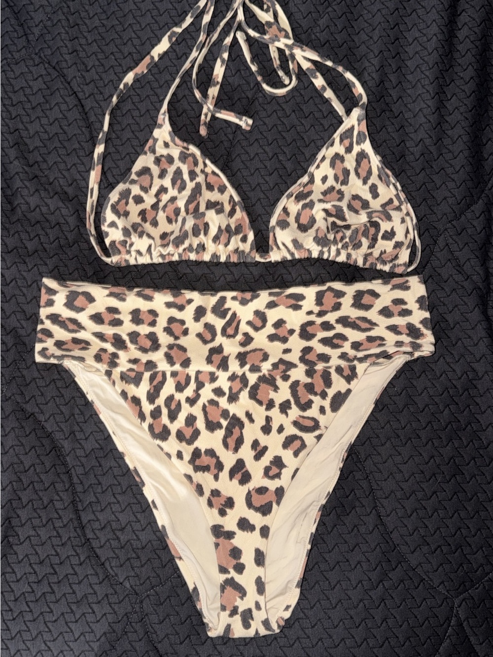 aerie Leopard Print Bikini Set - Beige, Brown, Black